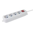 ALPHA ELETTRONICA - Multipresa con 4 prese Universali Italia P40 - Interruttore - Cavo 1,5m - Spina 16A a 90° - Bianca
