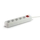 ALPHA ELETTRONICA - Multipresa con 5 prese Universali Italia P40 - Interruttore - Cavo 1,5m - Spina 16A a 90° - Bianca
