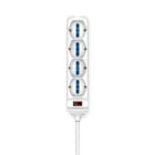 ALPHA ELETTRONICA - Multipresa con 4 prese Universali Italia P40 - Interruttore - Cavo 1,5m - Spina 10A a 90° - Bianca - Protezione sovraccarico
