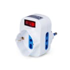 ALPHA ELETTRONICA - Adattatore da spina 3 poli 16A girevole a 1 presa Universale Italia P40 e 2 Italia bipasso 10-16A - Con interruttore luminoso