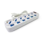 ALPHA ELETTRONICA - Multipresa con 6 prese Universali Italia P40 - Spina 16A a 90° - Con interruttore e protezione sovraccarico - Bianca