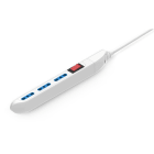 ALPHA ELETTRONICA - Multipresa con 3 prese Italia bipasso 10/16A - Interruttore - Cavo 1,5m - Spina 10A a 90° - Slim - Bianca - Protezione sovraccarico