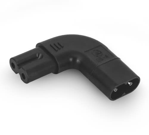 ALPHA ELETTRONICA - Adattatore di alimentazione IEC320 ad angolo laterale C7 femmina a C8 maschio