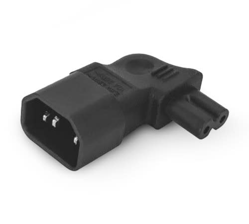 ALPHA ELETTRONICA - Adattatore di alimentazione IEC320 ad angolo laterale C7 femmina a C14 maschio
