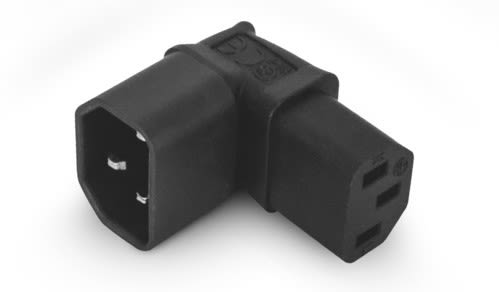 ALPHA ELETTRONICA - Adattatore di alimentazione IEC320 ad angolo retto C13 femmina a C14 maschio