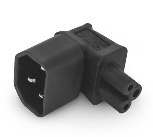 ALPHA ELETTRONICA - Adattatore di alimentazione IEC320 ad angolo retto C5 femmina a C14 maschio