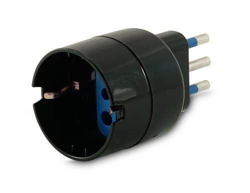 ALPHA ELETTRONICA - Adattatore da spina 3 poli Italia 10A a presa Tedesca - Nero