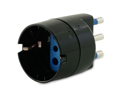 ALPHA ELETTRONICA - Adattatore da spina 3 poli 16 A a presa tedesca - Nero