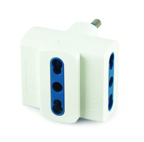 ALPHA ELETTRONICA - Adattatore da spina 3 poli 16A a 3 prese bipasso
