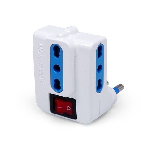 ALPHA ELETTRONICA - Adattatore da spina 3 poli 16A a 3 prese bipasso