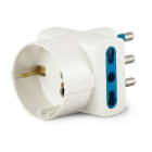 ALPHA ELETTRONICA - Adattatore da spina 3 poli 16A a 2 prese bipasso e 1 presa Universale Italia P40 - H corpo spina 10mm