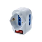 ALPHA ELETTRONICA - Adattatore da spina 3 poli 16A girevole a 1 presa Universale Italia P40 e 2 Italia bipasso 10-16A - Con interruttore luminoso