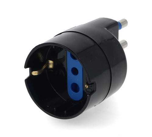 ALPHA ELETTRONICA - Adattatore da spina 3 poli 16 A a presa tedesca - Nero