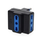 ALPHA ELETTRONICA - Adattatore da spina 3 poli 16A a 3 prese bipasso - Nero