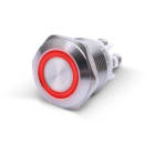 ALPHA ELETTRONICA - Pulsante momentaneo antivandalo ø19mm luminoso Rosso - 24V - 1P - SPST - OFF/(ON) - N.A. - 5A@250Vac - 4 term. vite
