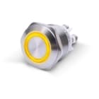 ALPHA ELETTRONICA - Pulsante momentaneo antivandalo ø19mm luminoso Giallo - 24V - 1P - SPST - OFF/(ON) - N.A. - 5A@250Vac - 4 term. vite