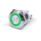 ALPHA ELETTRONICA - Pulsante momentaneo antivandalo ø19mm luminoso Verde - 24V - 1P - SPST - OFF/(ON) - N.A. - 5A@250Vac - 4 term. vite