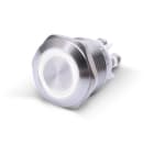 ALPHA ELETTRONICA - Pulsante momentaneo antivandalo ø19mm luminoso Bianco - 12V - 1P - SPST - OFF/(ON) - N.A. - 5A@250Vac - 4 term. vite