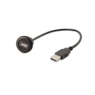 ALPHA ELETTRONICA - Presa passante da pannello USB - da presa USB 2.0 Tipo A a spina USB 2.0 Tipo A - ø22mm - Nero - Cavetto 30cm