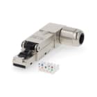 ALPHA ELETTRONICA - Spina modulare RJ45 8P8C Cat.6 Schermata - Ingresso cavo ad angolo 94-915/06L