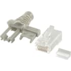 ALPHA ELETTRONICA - Spina modulare RJ45 Cat.6A Non schermata - Contatti dorati - Per cavo rigido e flessibile - Con cappuccio