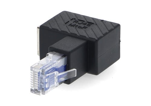 ALPHA ELETTRONICA - Adattatore ad angolo da spina RJ45 a presa RJ45 - 90° pin esterno sopra