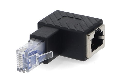 ALPHA ELETTRONICA - Adattatore ad angolo da spina RJ45 a presa RJ45 - 90° pin esterno sotto