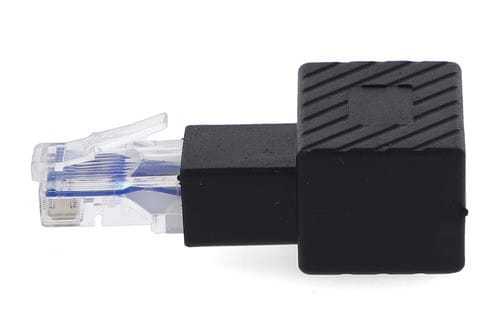 ALPHA ELETTRONICA - Adattatore ad angolo da spina RJ45 a presa RJ45 - 90° pin esterno destra