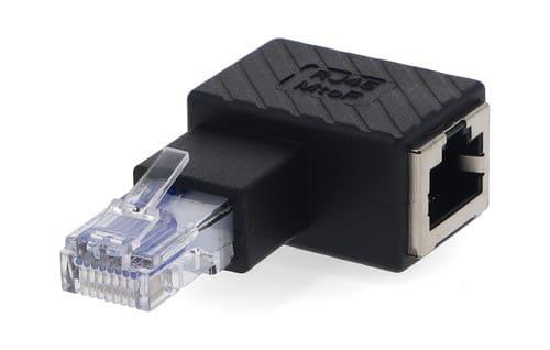 ALPHA ELETTRONICA - Adattatore ad angolo da spina RJ45 a presa RJ45 - 90° pin esterno sinistra
