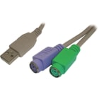 ALPHA ELETTRONICA - Cavo USB da USB tipo-A maschio a 2 x 6-pin mini DIN femmina - 0,2m - Avorio