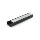 ALPHA ELETTRONICA - Profilo in alluminio verniciato nero con copertura in PC opaca piana - 2m