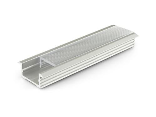 ALPHA ELETTRONICA - Profilo in alluminio anodizzato argento da incasso con copertura prismata trasparente piana - 2m