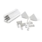 ALPHA ELETTRONICA - Profilo in alluminio verniciato bianco ad angolo con copertura in PC opaca piana - 2m - Accessori inclusi
