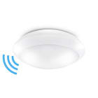 ALPHA ELETTRONICA - Plafoniera Led 16W - ø300mm - Bianco naturale - Sensore movimento e funzione Emergenza - Serie Loggia