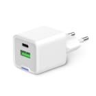 ALPHA ELETTRONICA - Caricatore 2 USB 1C e 1A - GaN 30W Power Delivery - Bianco