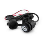 ALPHA ELETTRONICA - Caricatore con due uscite USB tipo "A"- 5Vdc 2,1A Max. - Ingresso 12-28V - Con cavo d'ingresso per applicazioni motociclistiche