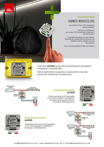 ALPHA ELETTRONICA - Volantino di presentazione della gamma dimmer e controller - Serie ALC
