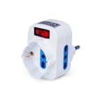 ALPHA ELETTRONICA - Adattatore rotante con 2 prese bipasso e 1 presa Universale Italia P40 con spina 10A girevole - Con interruttore luminoso 23-045/03