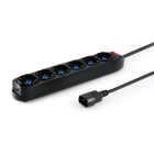 ALPHA ELETTRONICA - Multipresa con 6 prese Universali Italia P40 - Interruttore - Cavo 1,5m - Spina IEC C14 10A per UPS - Nera 23-054/06