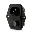 ALPHA ELETTRONICA - Spina di alimentazione AC da pannello con fissaggio a vite - C14 - Con interruttore e portafusibile 23-12/6