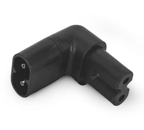 ALPHA ELETTRONICA - Adattatore di alimentazione IEC320 ad angolo retto C7 femmina a C8 maschio 23-33/1-2