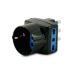 ALPHA ELETTRONICA - Adattatore da spina 3 poli 16A a 2 prese bipasso e 1 presa Universale Italia P40 - Nero 23-52NB