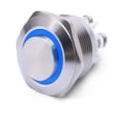 ALPHA ELETTRONICA - Pulsante momentaneo antivandalo ø16mm luminoso Blu - 24V - 1P - SPST - OFF/(ON) - N.A. - 3 term. vite 330-056-5