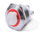 ALPHA ELETTRONICA - Pulsante momentaneo antivandalo ø16mm luminoso Rosso 12V - 1P - SPST - OFF/(ON) - N.A. - 3 term. vite 330-058-1