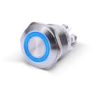 ALPHA ELETTRONICA - Pulsante momentaneo antivandalo ø19mm luminoso Blu - 24V - 1P - SPST - OFF/(ON) - N.A. - 5A@250Vac - 4 term. vite 330-060-5