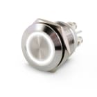 ALPHA ELETTRONICA - Pulsante momentaneo antivandalo ø19mm luminoso Bianco - 24V - 1P - SPST - OFF/(ON) - N.A. - 5A@250Vac - 4 term. vite 330-060-6