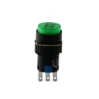 ALPHA ELETTRONICA - Deviatore a pulsante 1P - 3A 250V - (on)/on - Terminali a saldare - colore verde 330-072-4