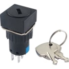 ALPHA ELETTRONICA - Deviatore a chiave Quadrato 2P - ø16mm - 3A 250V - on/on - Terminali a saldare 360-008