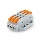 ALPHA ELETTRONICA - Connettore rapido serrafilo - tre poli passanti - 6 morsetti - con base di fissaggio 542-23-1