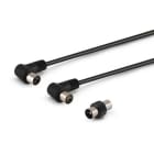 ALPHA ELETTRONICA - Cavo da spina 90° TV Coax Ø9,5mm a presa 90° TV Coax Ø9,5mm -  Con adattatore M/M - Nero - 2m 87-015/02B